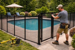 Residential pool safety fencing installation