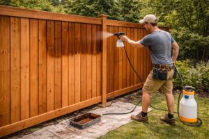Fence staining for wood protection